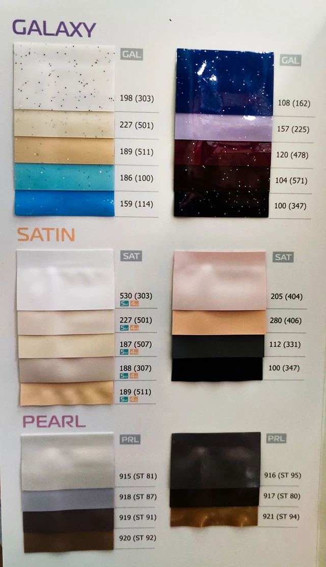 сатиновые, полупрозрачные и натяжные полотна  - галактика Galaxy, Satin, Pearl - gal, sat 4m, 5m, prl